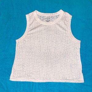 Evolution and Creation White Sleeveless Lace-Texture Tank Top